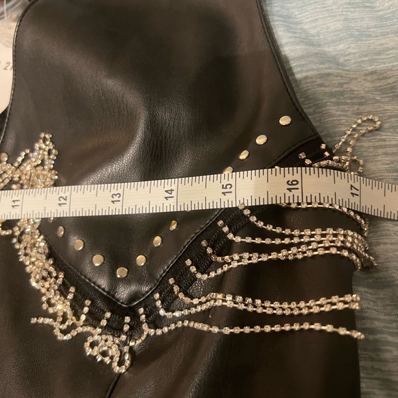 Rhinestone fringe vest Black Forever 21 Small - Picture 6 of 10